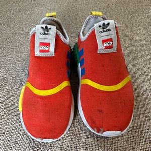 Adidas Kids Lego Sneakers Red Size 10K 10 Kids DISTRESSED & FLAWED play shoes